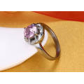 Grands anneaux femelles de marqueterie de pierre rose de diamant d&#39;acier inoxydable de mode